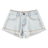 Piupiuchick Shorts w/ fringes washed light denim