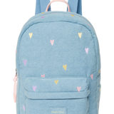Studio Noos | Denim Midi Backpack | Light Blue Hearts