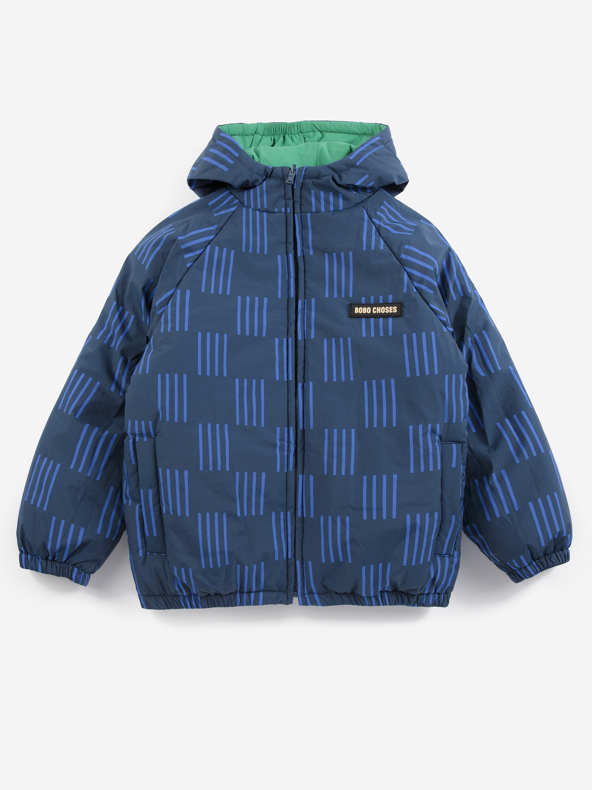 Bobo Choses | Jas | Almost Moiré all over reversible anorak | Navy Blue