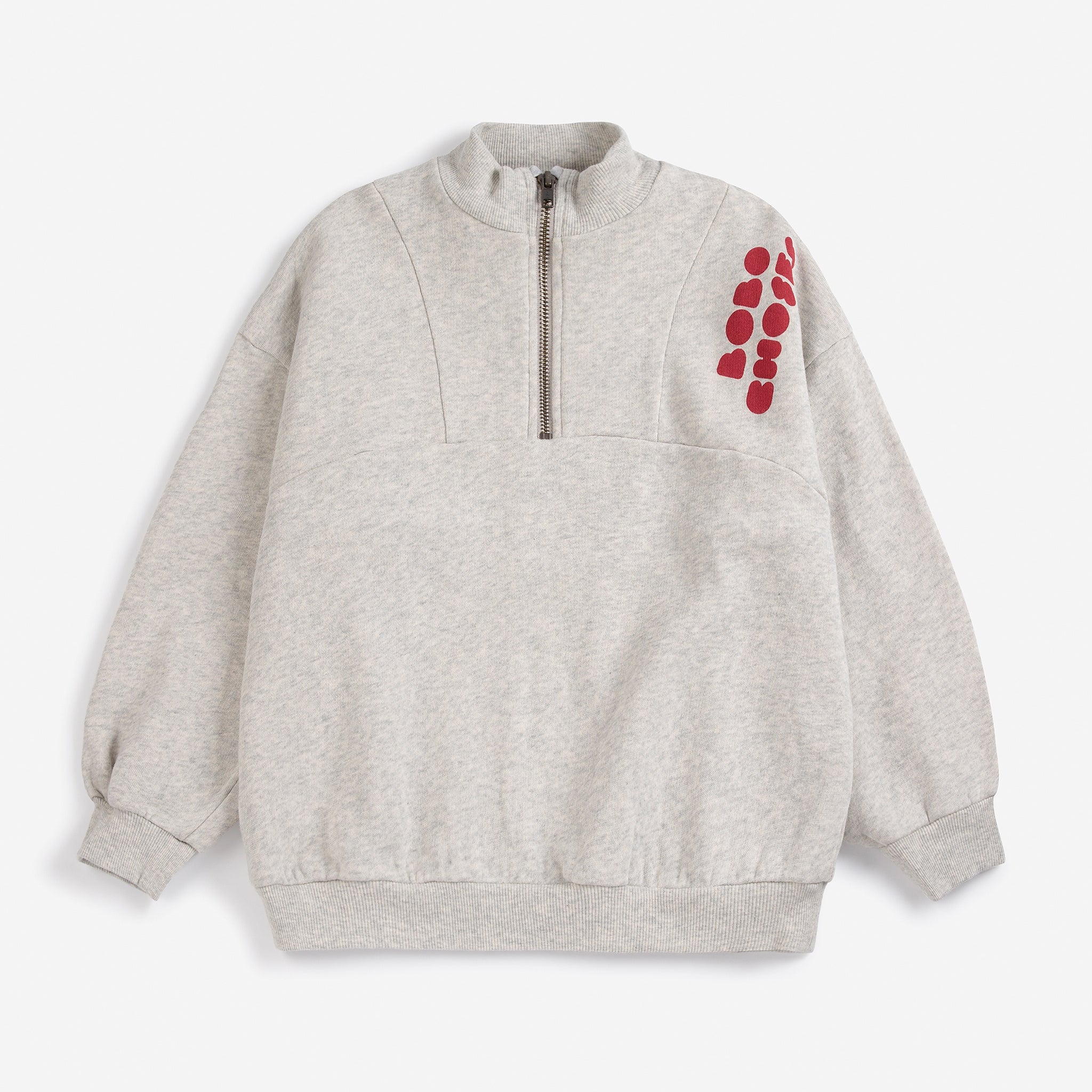 Bobo Choses | Sweater | Bobo Choses Bolder half zipped sweatshirt | Light Heather Grey