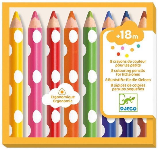 Djeco | Driehoekige Kleurpotloden | 8 kleuren