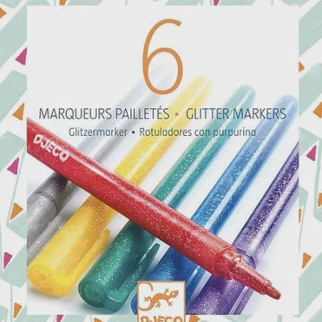 Djeco | Glitter markers - 6 stuks