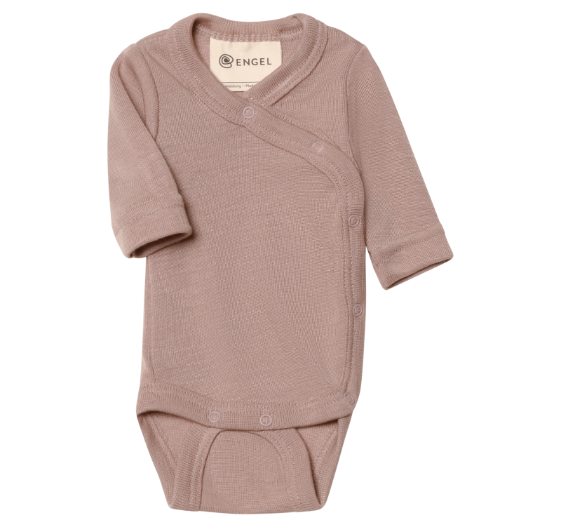 Engel | Wikkelromper van wol en zijde | Dusty rose