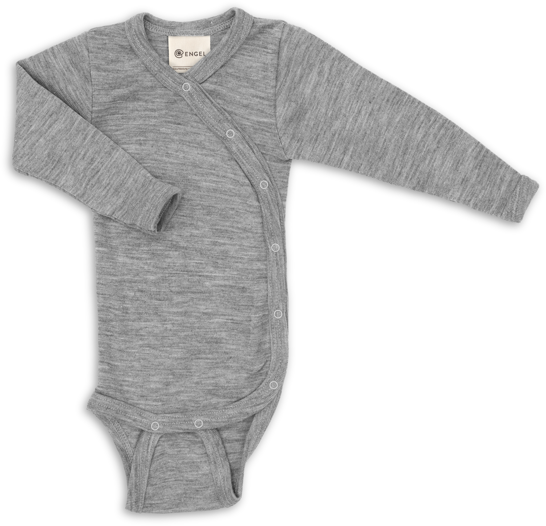 Engel | Wikkelromper van wol en zijde | Light grey melange
