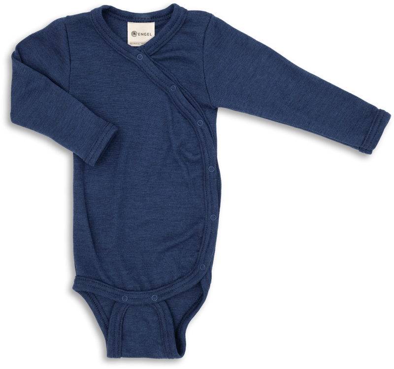 Engel | Wikkelromper van wol en zijde | Navy blue