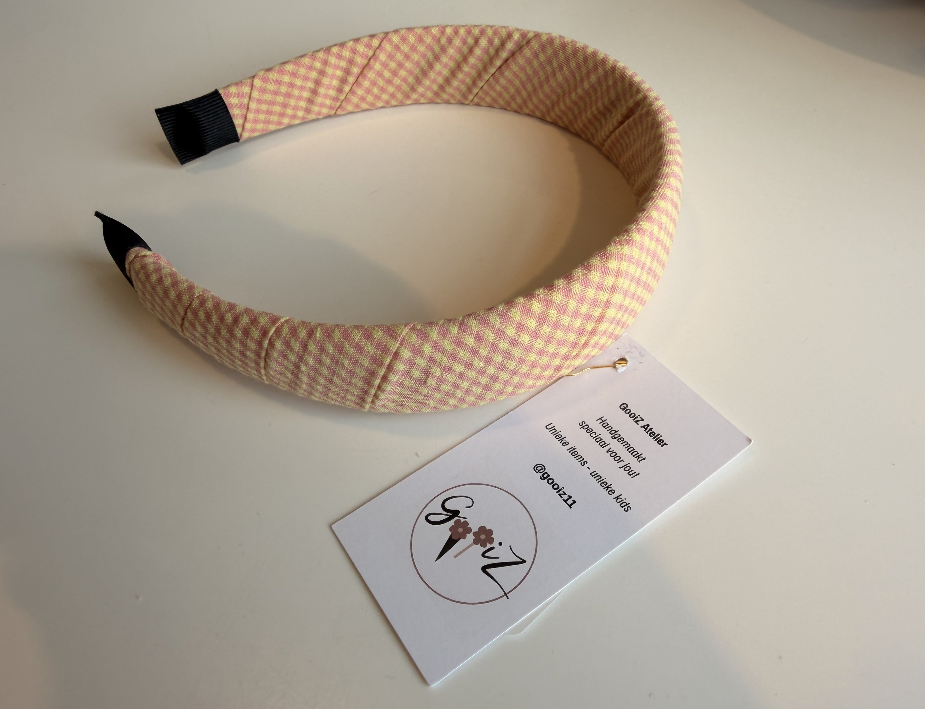 Gooiz | Haarband - ruit zalm/roze