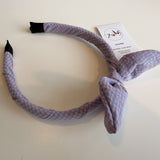 Gooiz | Haarband strik - ruit lichtblauw/roze