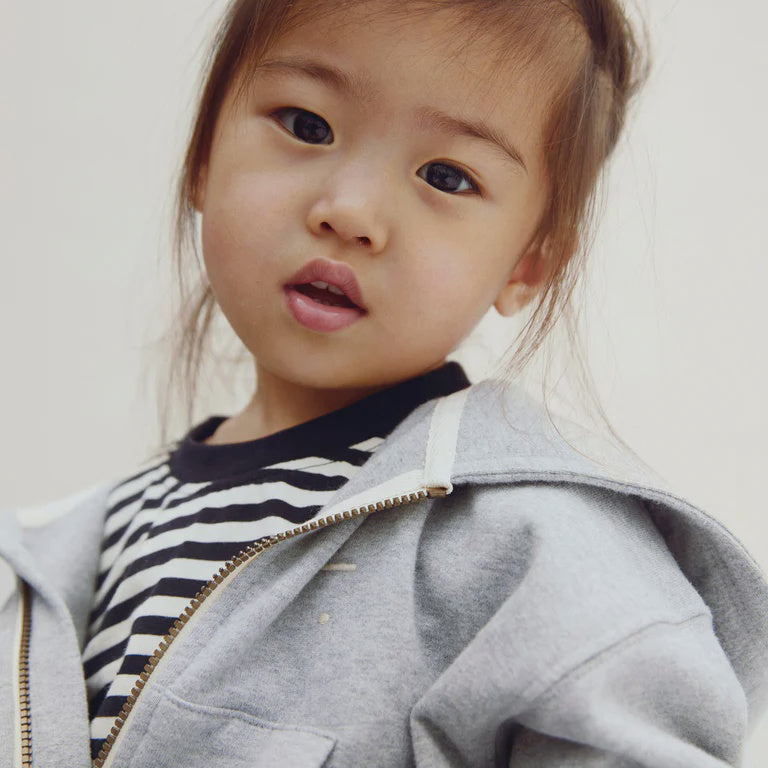 Gray Label | Hooded cardigan w/Zip GOTS grey melange