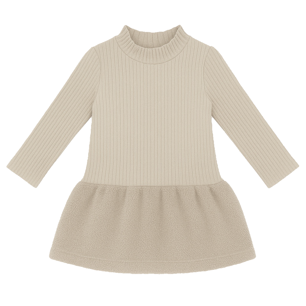 House of Jamie | Flare dress | Beige (rib fleece & plush)