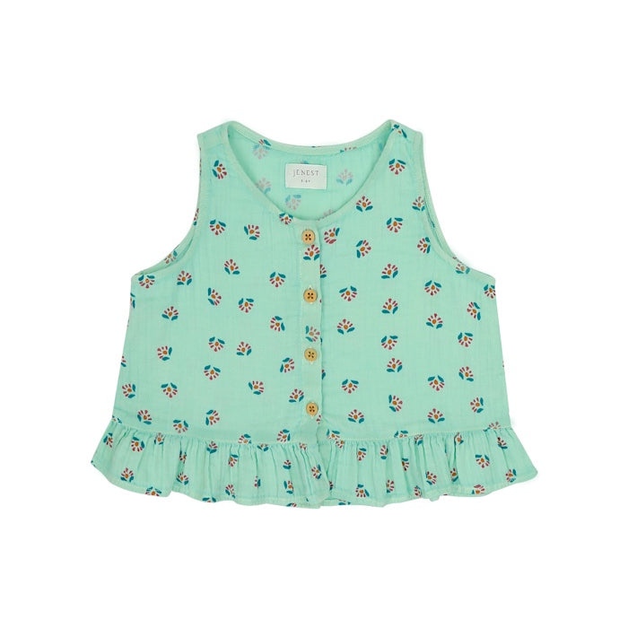 Jenest | Sofie top flower aop | Fresh green
