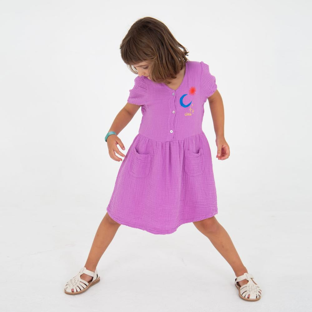 Lotiekids | Bloused woven dress sun&moon - magenta