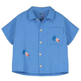 Lotiekids | Light cotton shirt lucky star - Baja blue