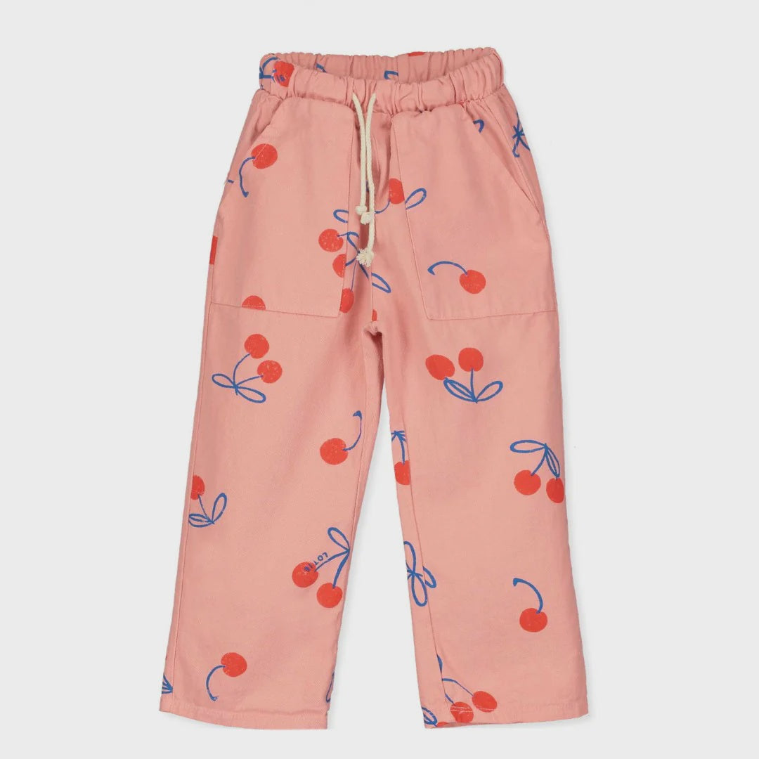 Lotiekids | wide fit twill pocket pants cherries - clay pink