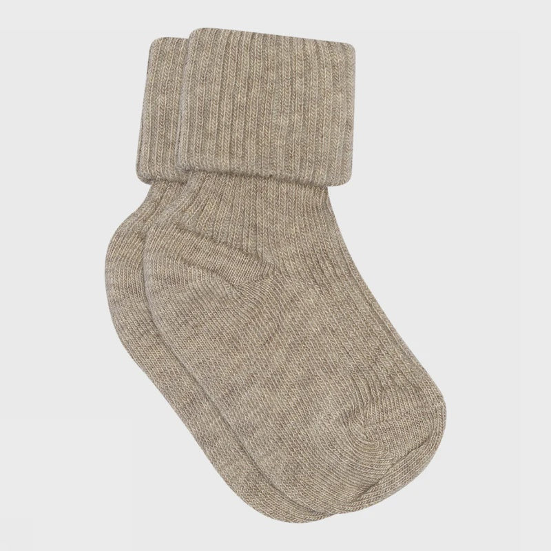 MP Denmark |Cotton rib baby socks - light brown melange