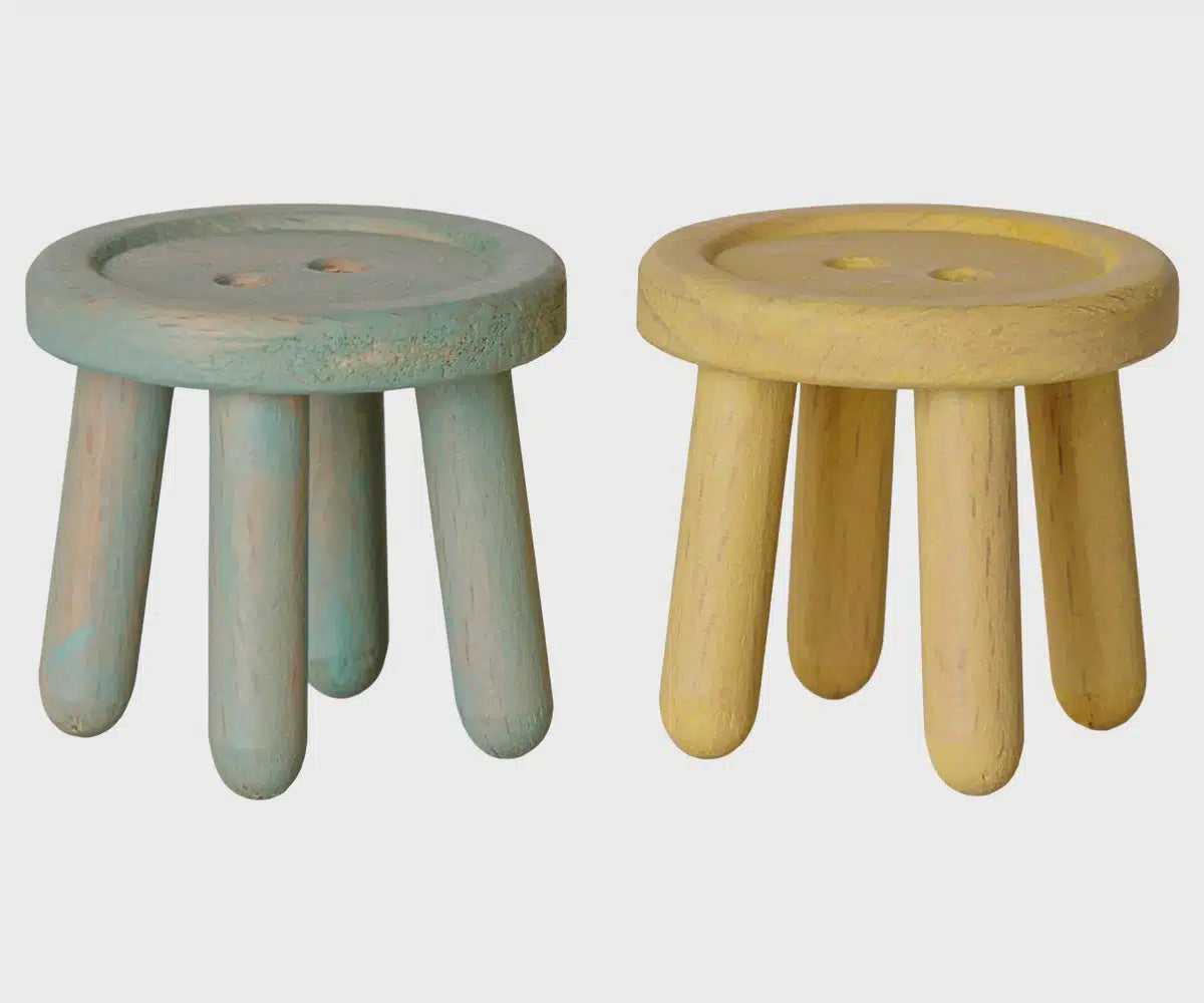 Maileg - stool set Mouse mint/light yellow