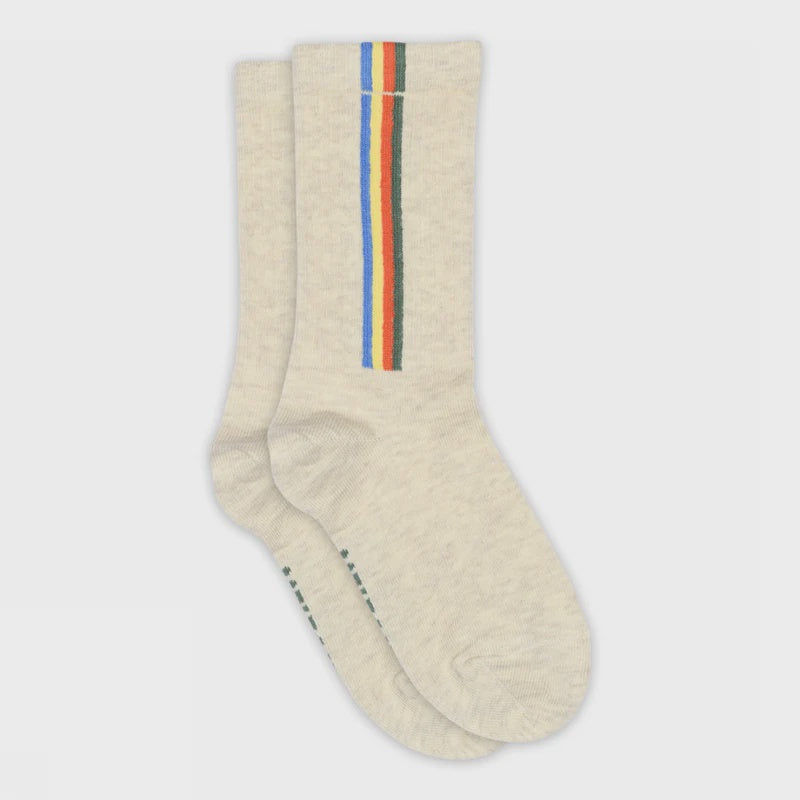 Melton | Vertical stripes socks - light beige melange