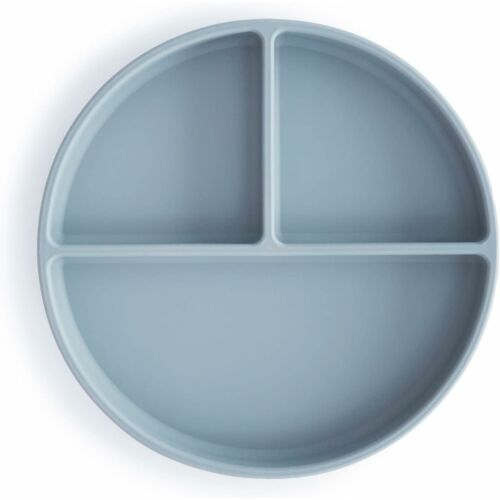Mushie l Silicone Plate met vakken Powder Blue