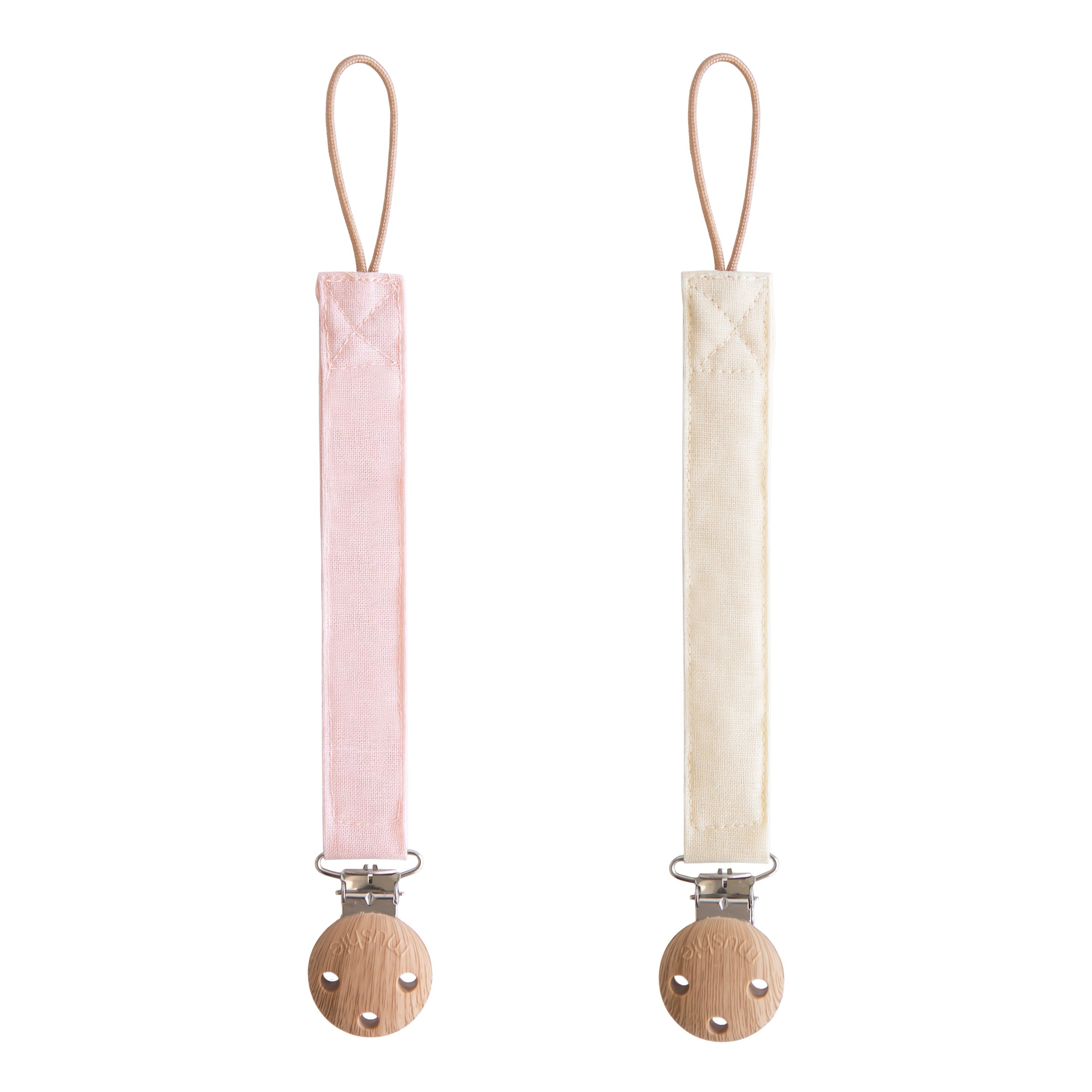 Mushie l Speenketting linnen - Blush / Cream