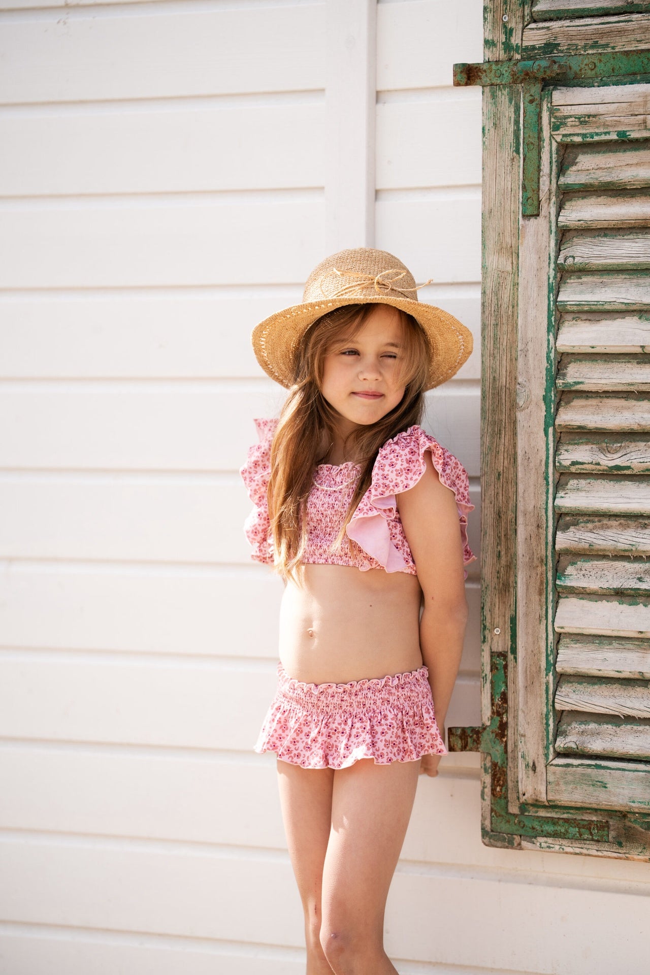 Navy Natural | Bikini pink leopard flower