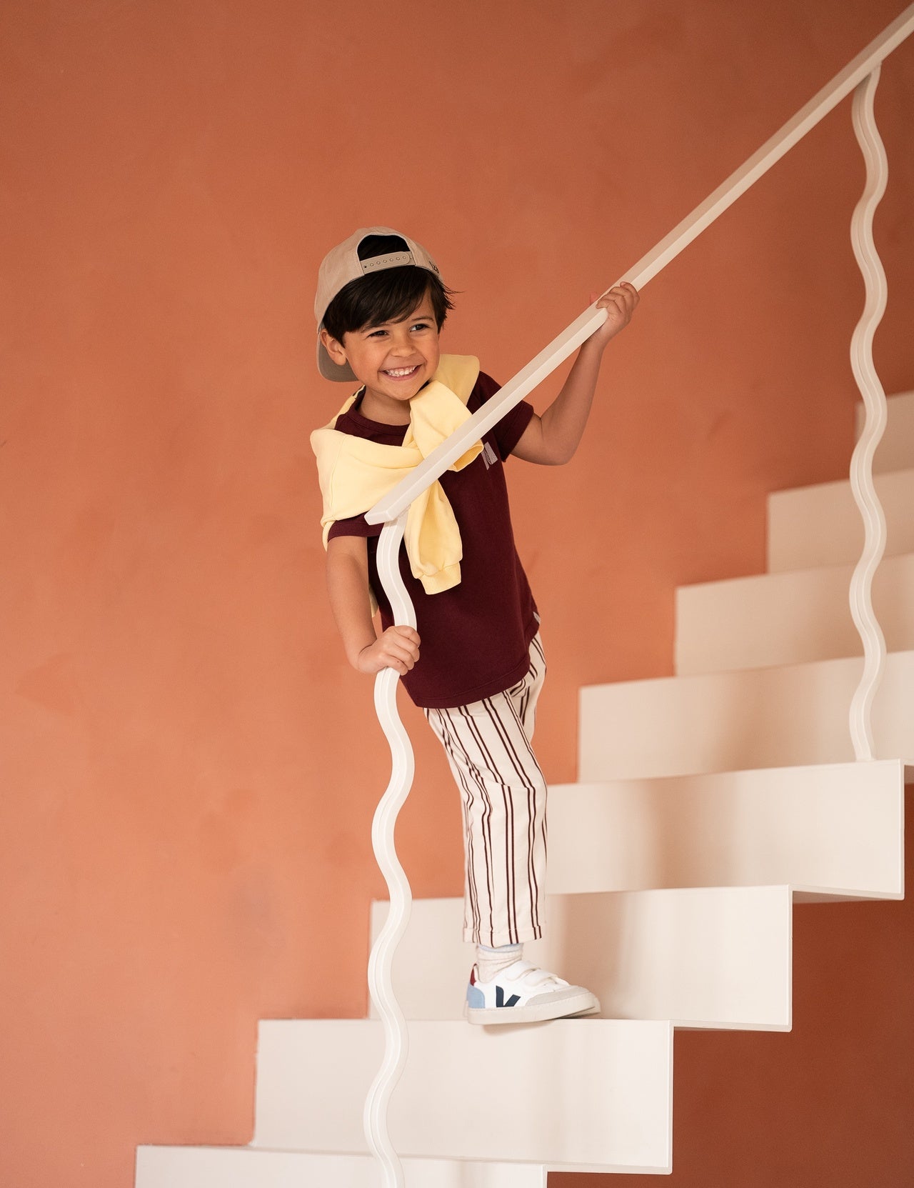 Navy Natural | Mex pants burgundy stripe