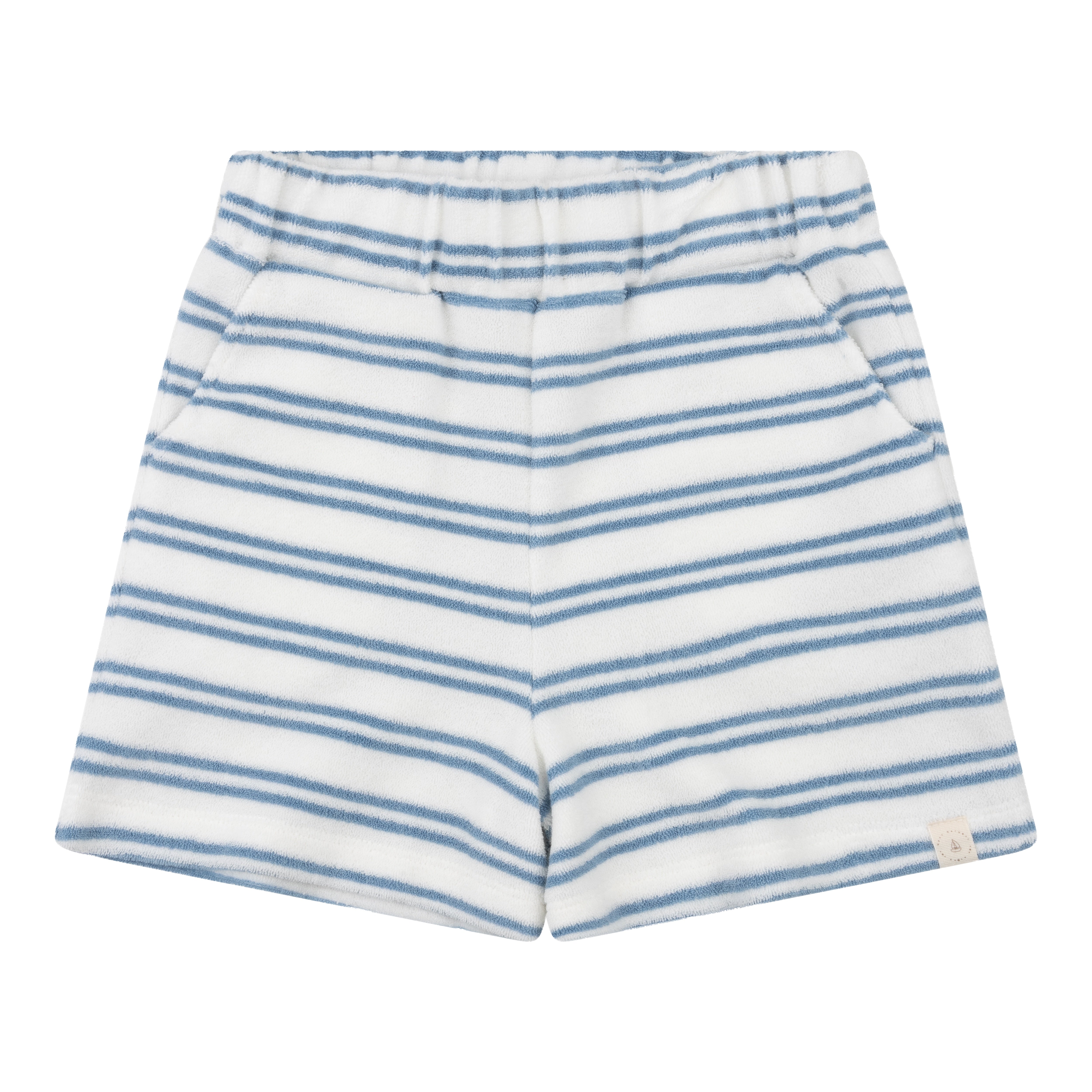 Navy Natural | Niels short bath Terry blue stripe