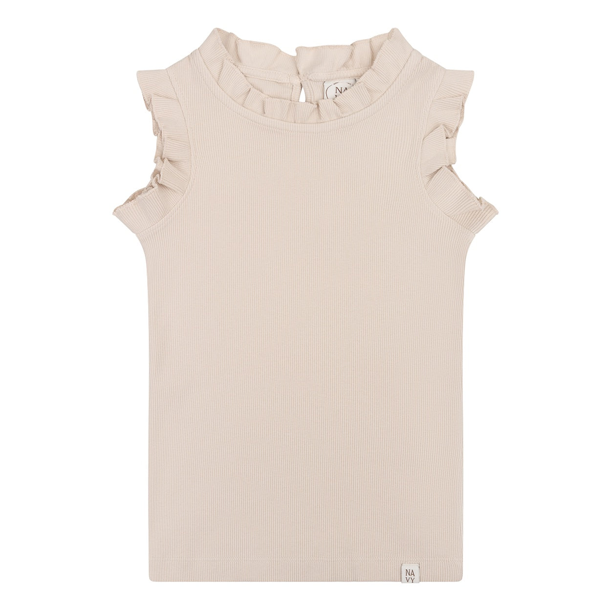 Navy Natural | Ruffle top almond rib