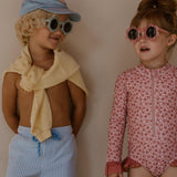 Navy natural | Swimsuit pink leopard flower