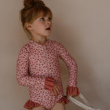 Navy natural | Swimsuit pink leopard flower