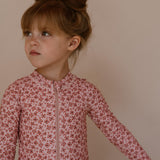 Navy natural | Swimsuit pink leopard flower