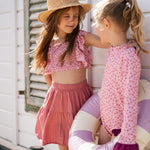 Navy natural | Swimsuit pink leopard flower