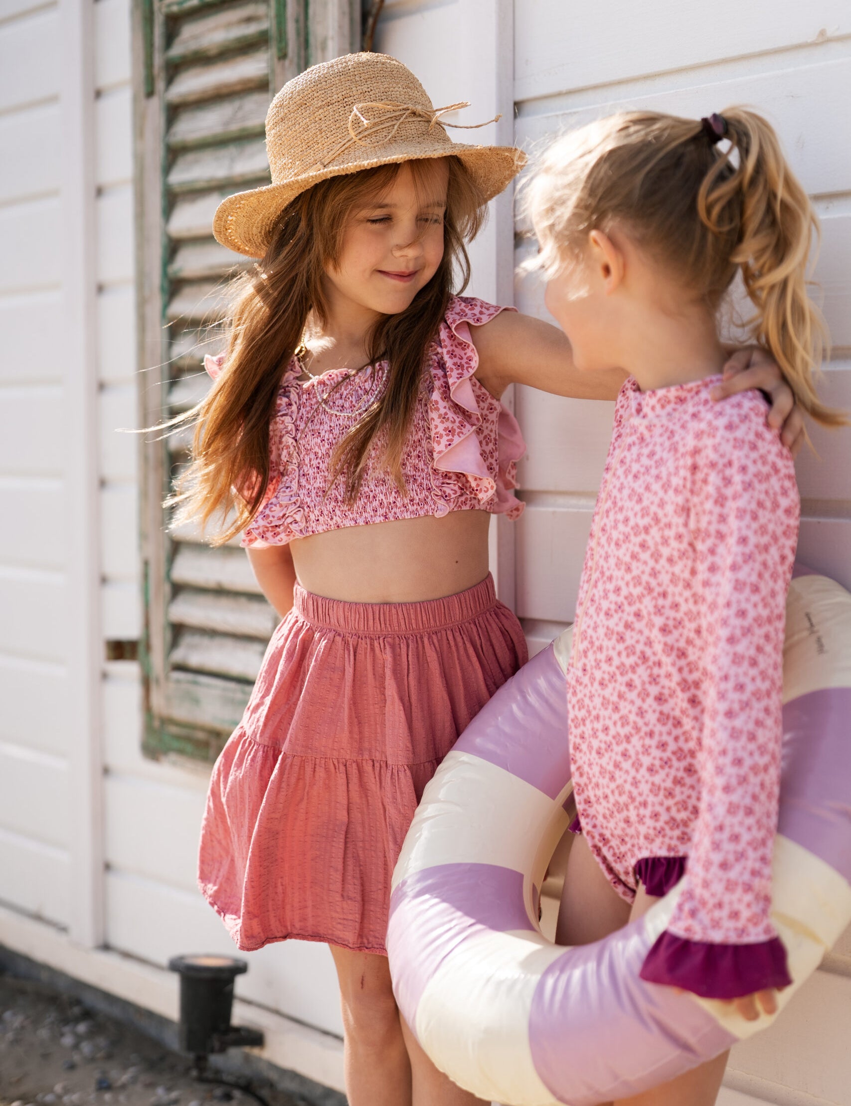 Navy natural | Swimsuit pink leopard flower