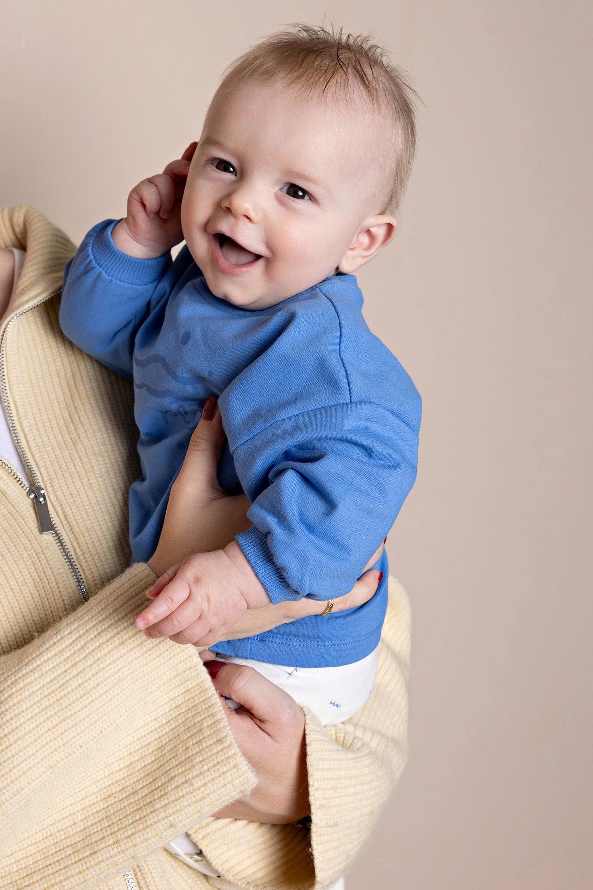 Petit Maison| Ker Sweater with chest print | Regata Blue