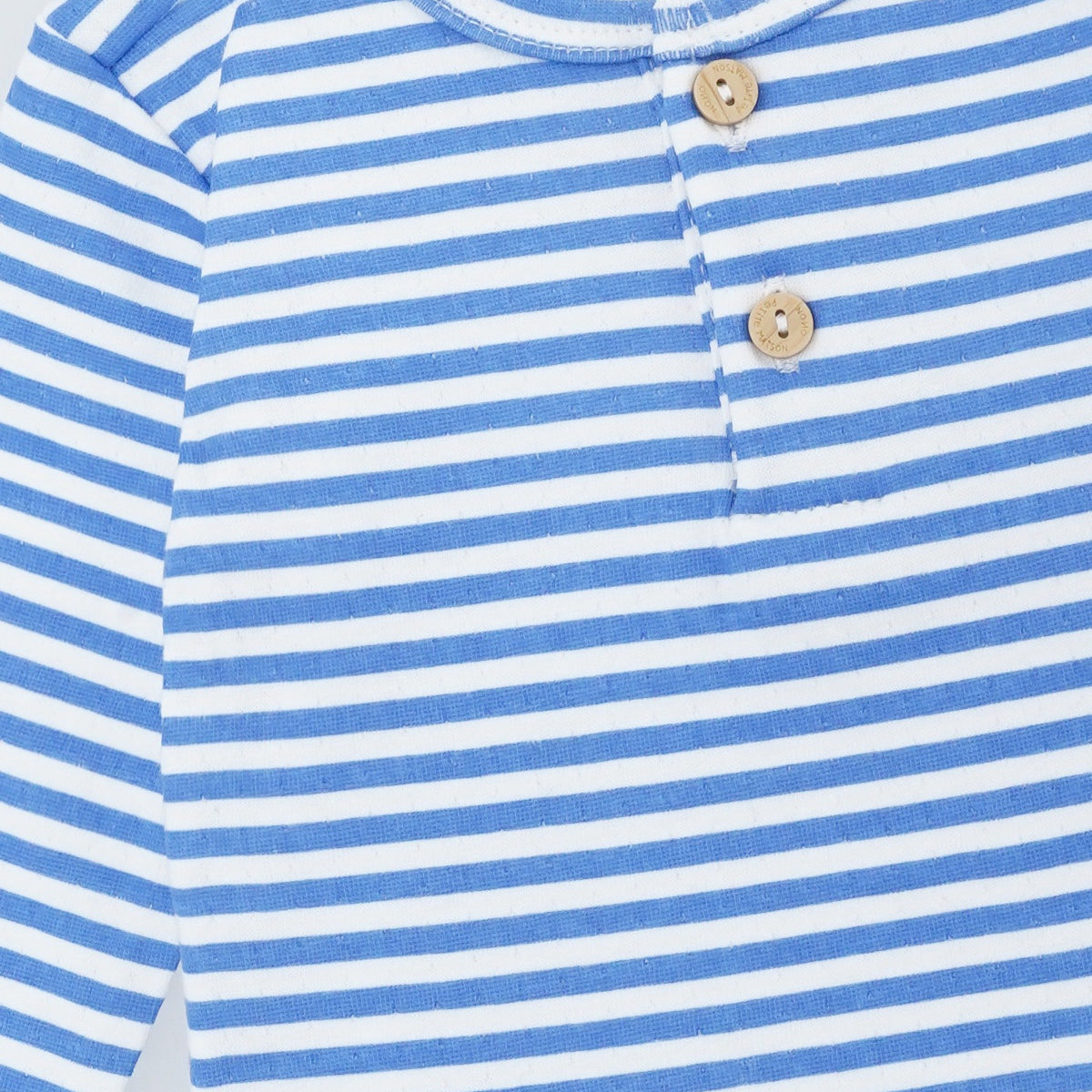 Petit Maison|Ko tshirt Longsleeve with placket|AOP Blue Stripe