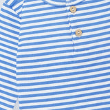 Petit Maison|Ko tshirt Longsleeve with placket|AOP Blue Stripe