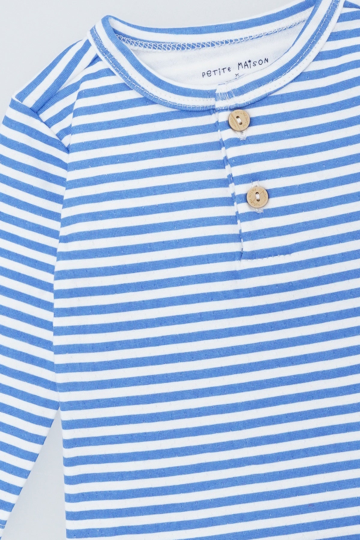 Petit Maison|Ko tshirt Longsleeve with placket|AOP Blue Stripe