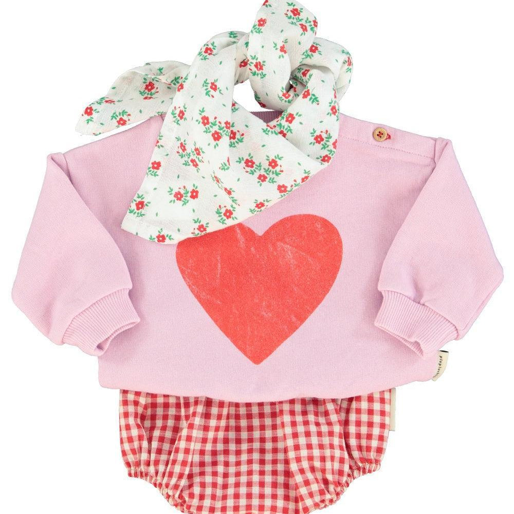 Piupiuchick Baby Sweatshirt lilac w/ red heart