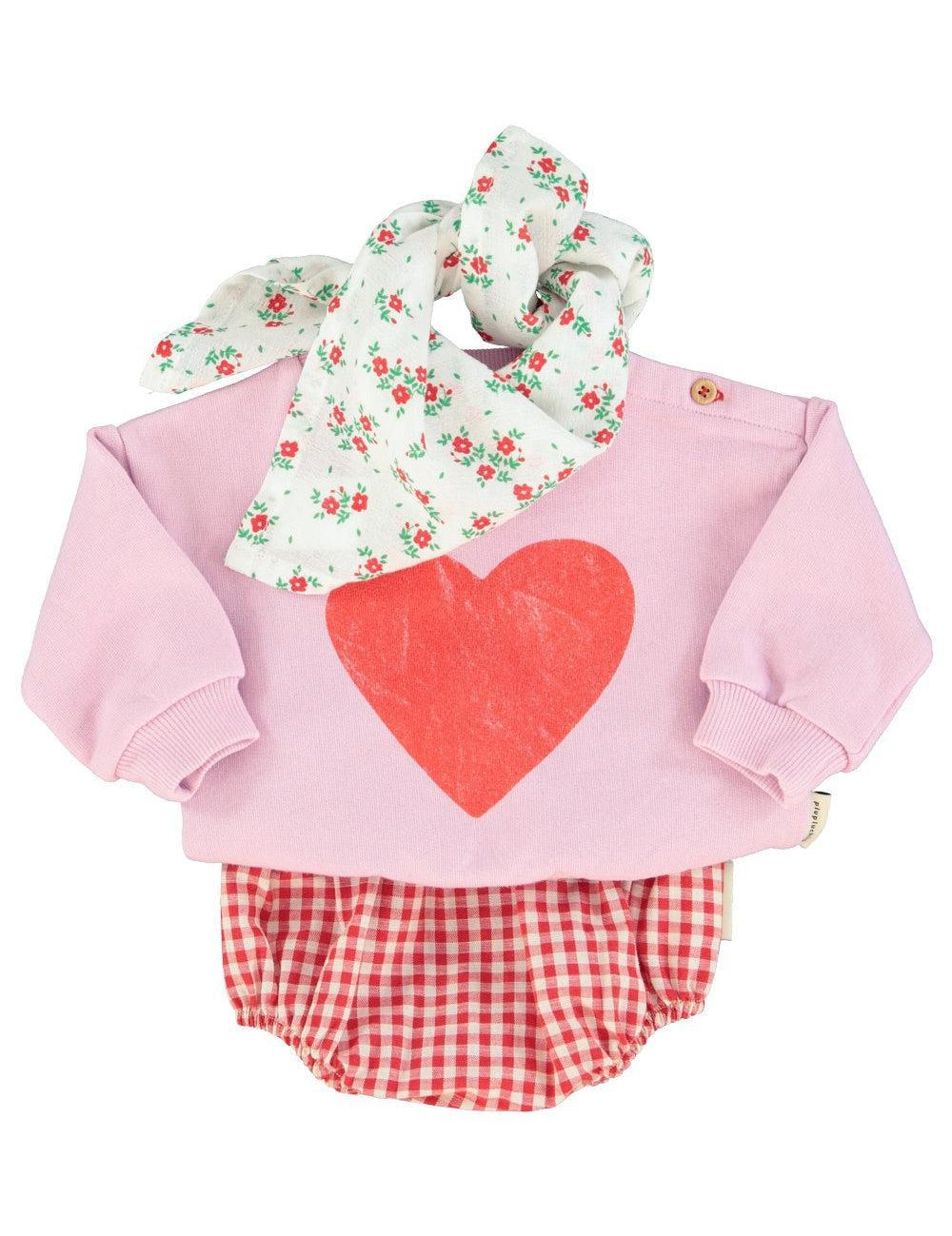 Piupiuchick Baby Sweatshirt lilac w/ red heart