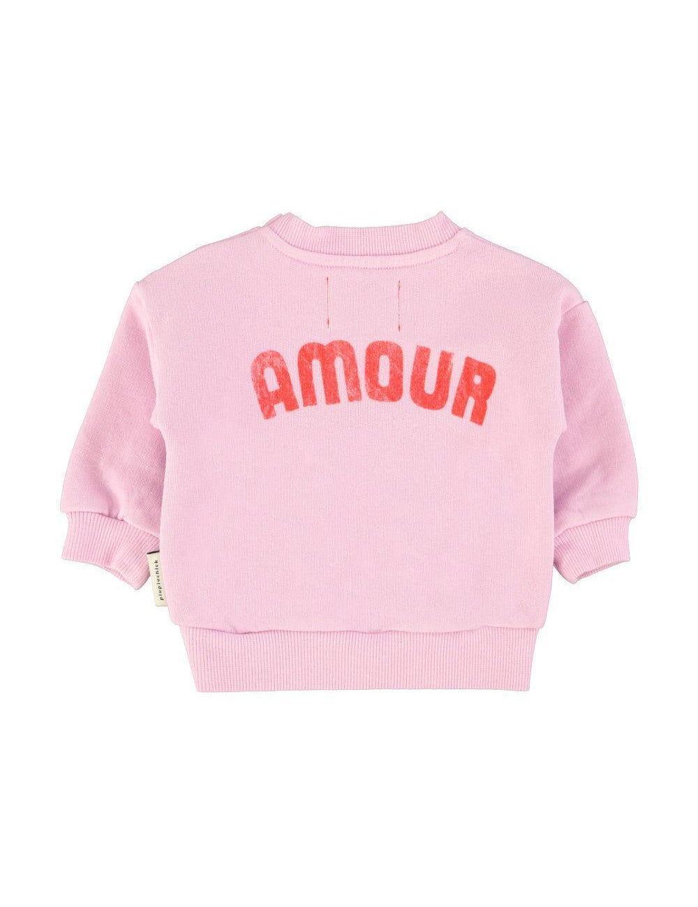 Piupiuchick Baby Sweatshirt lilac w/ red heart