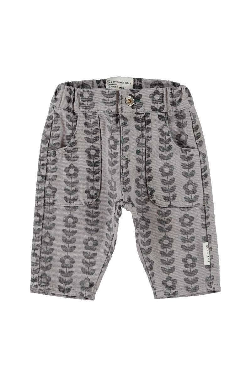 Piupiuchick | Baby trousers grey w/ black flowers