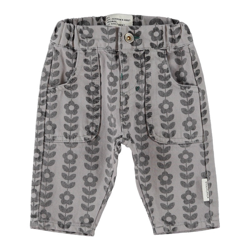 Piupiuchick | Baby trousers grey w/ black flowers