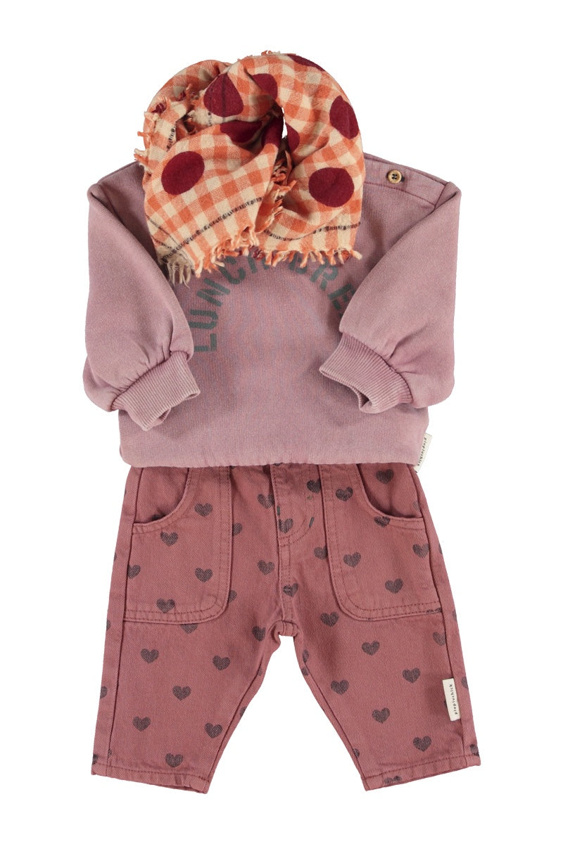 Piupiuchick | Baby trousers pink w/ black hearts