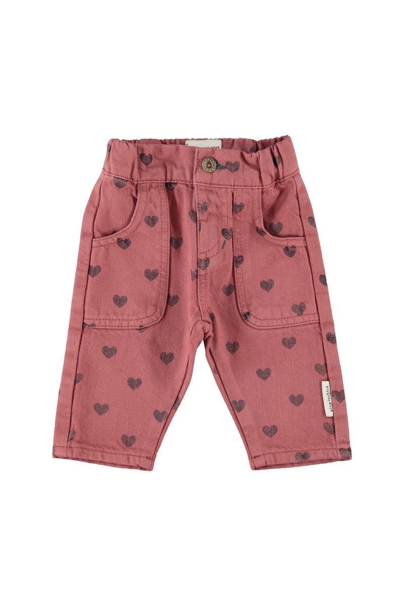 Piupiuchick | Baby trousers pink w/ black hearts
