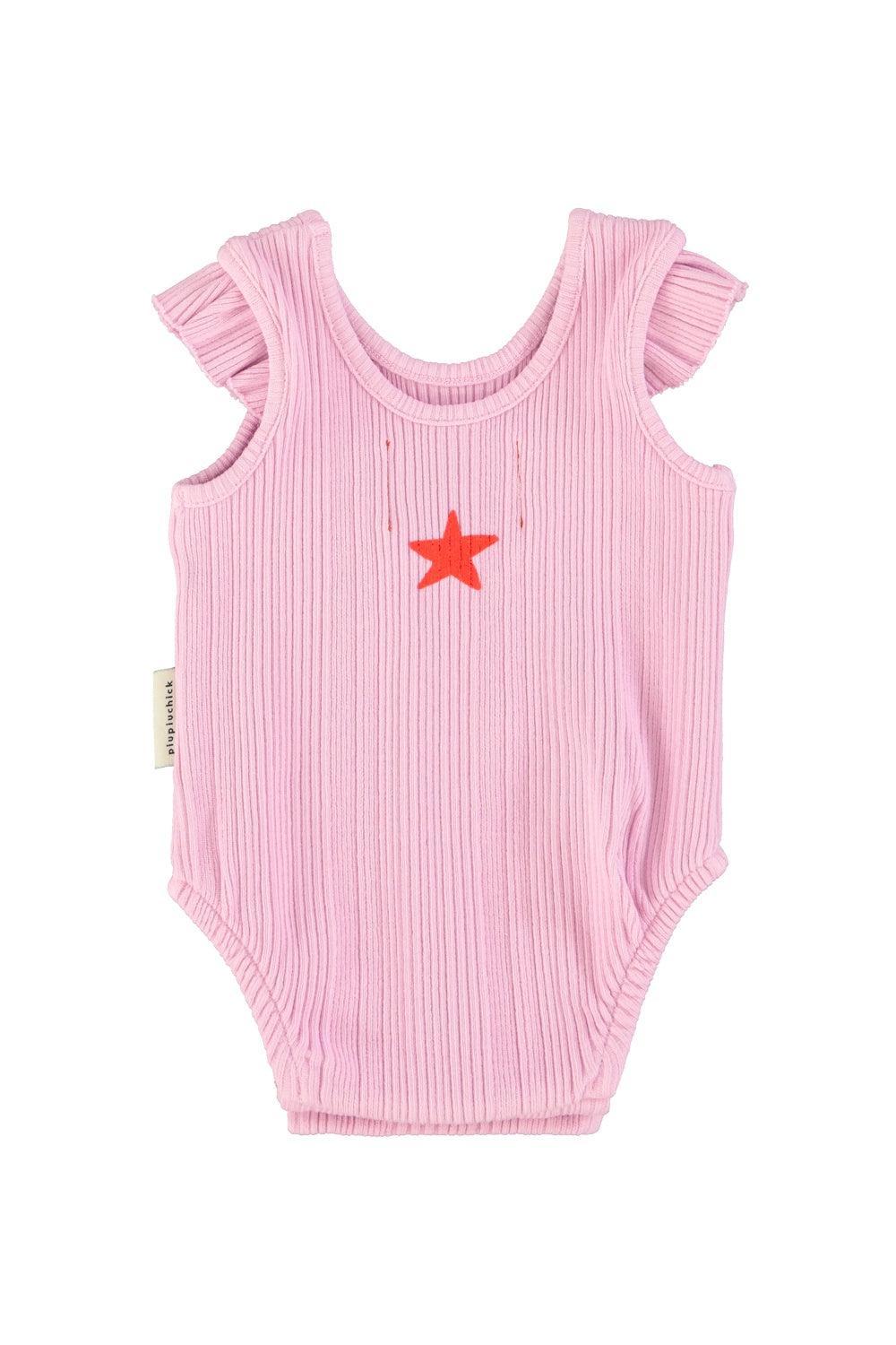 Piupiuchick Bodysuit lilac w/ heart print