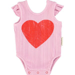 Piupiuchick Bodysuit lilac w/ heart print