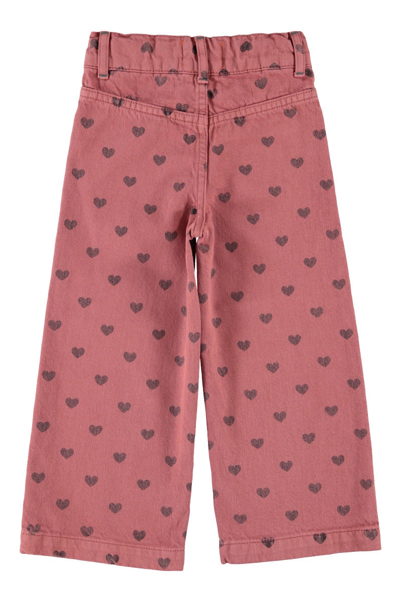 Piupiuchick | Flare trousers pink w/ black hearts