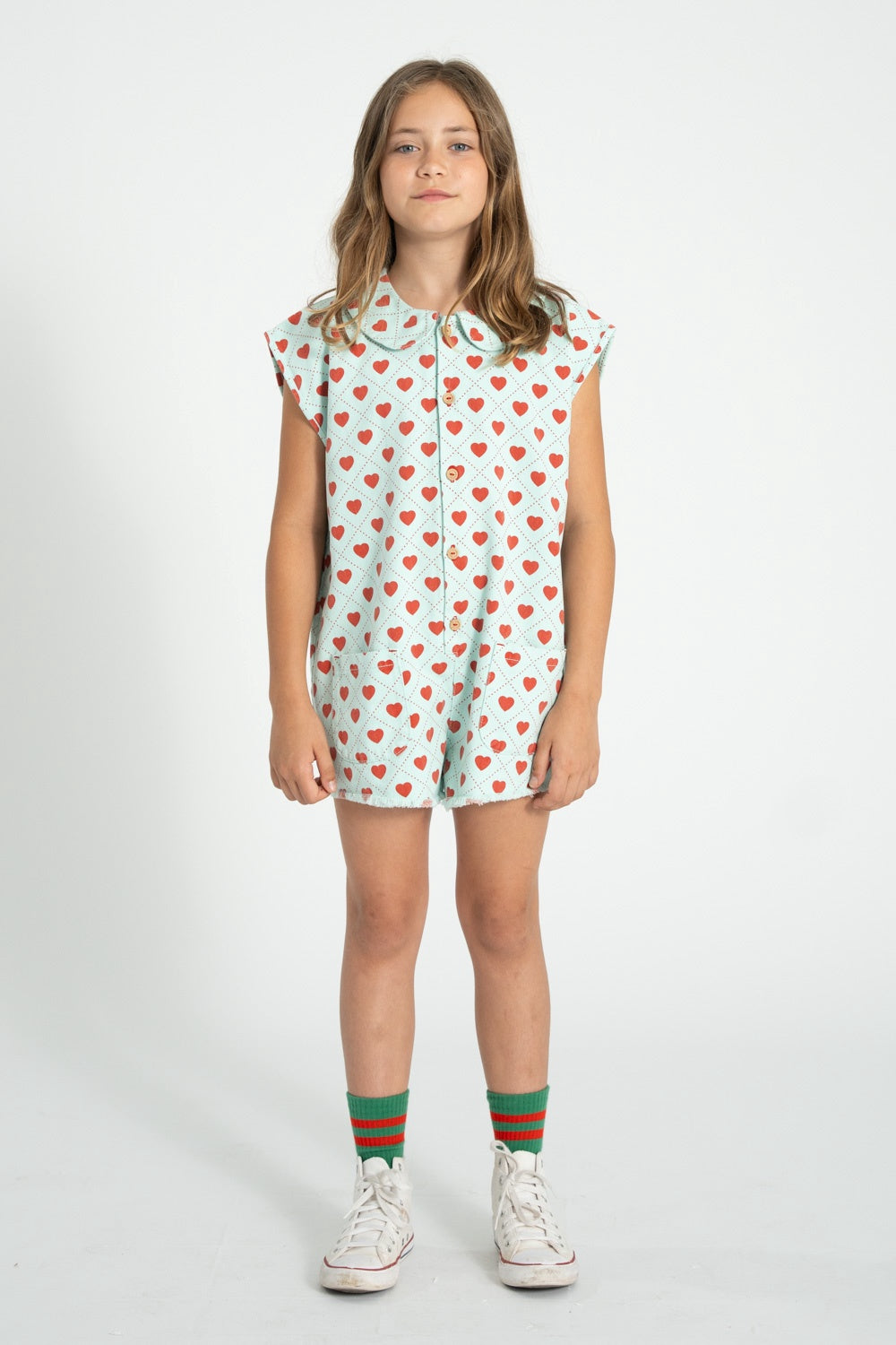 Piupiuchick Jumpsuit lightblue w/ hearts