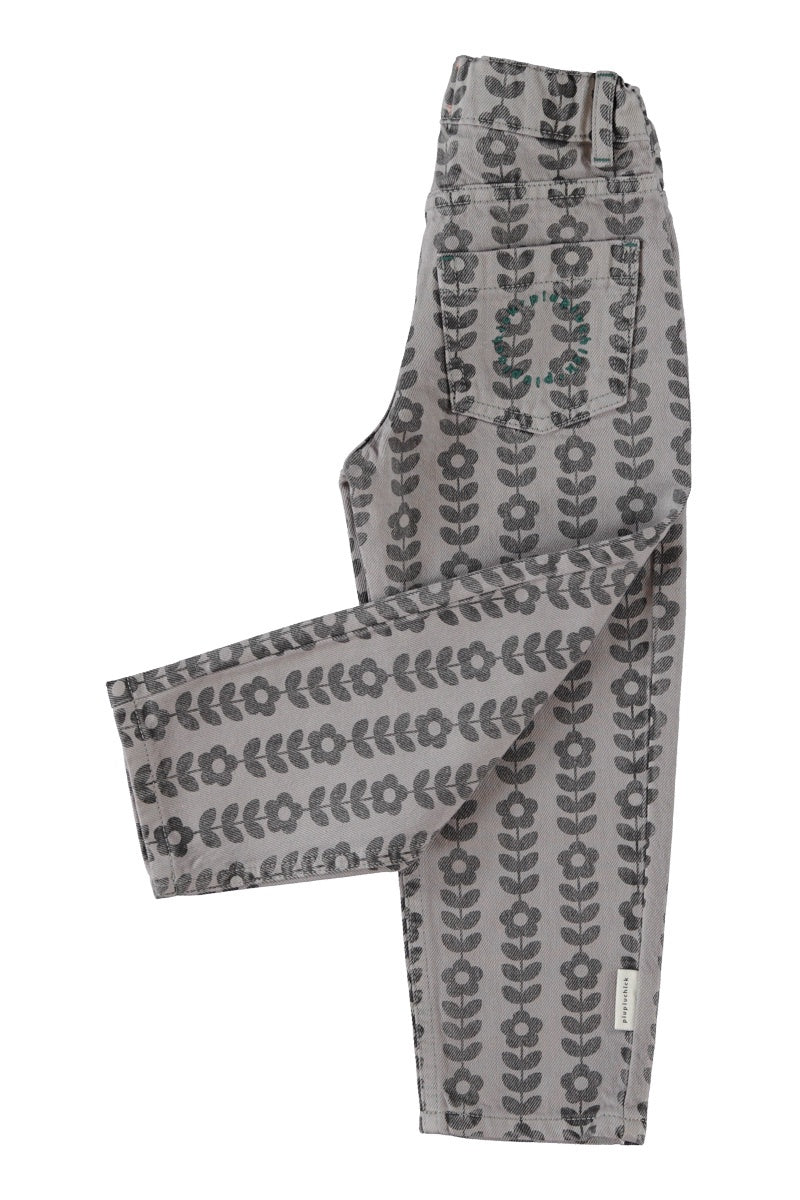 Piupiuchick | Mom fit trousers grey w/ black flowers