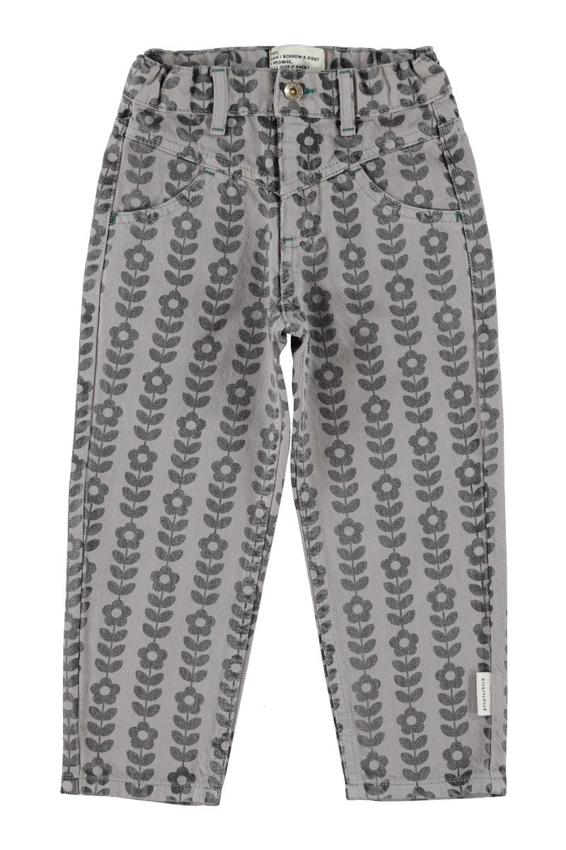 Piupiuchick | Mom fit trousers grey w/ black flowers