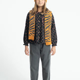 Piupiuchick | Peter pan collar blouse black w/ flowers