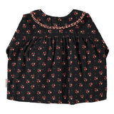 Piupiuchick | Peter pan collar blouse black w/ flowers